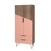 Manhattan Comfort 401AMC229 Beekman 67.32 Tall Cabinet with 6 Shelves in Brown and Pink